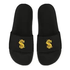 Chinelo Slide Preto Masculino E Feminino Estampa Cifrão