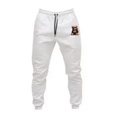 Calça Moletom Unissex Moda Punho Algodão Caqui Preto Estampa Urso Viral