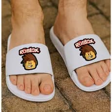 Chinelo Slide Unissex Leve Estampado Macio Leve Feminino Masculino Sola Branca Roblox