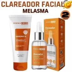 Kit Clareador de Melasma e Manchas Sabonete Vitamina C Para Todos os tipos de Pele + Sérum Clareador ESFOLIANTE