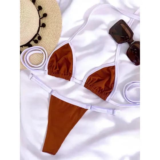 Biquíni Marquinha Duas Cores Cortininha Moda Praia Verão
