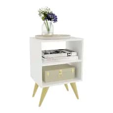 Mesa de Cabeceira Retrô Compacta com Nicho para Quarto Sala Casal ou Solteiro Palma