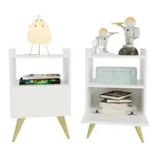 Kit 2 Mesa de Cabeceira Com Porta Nicho Quarto Casal Decoração Retro Fontana