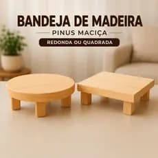 Bandeja bolacha pinus com pezinho 19 ou 25cm redonda ou quadrada excelente acabamento lixada