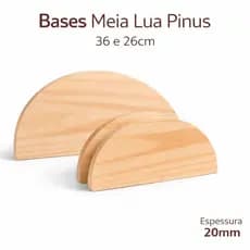 1 Tábua meia lua madeira pinus 36 ou 26cm aparelhada e lixada excelente acabamento artesanato