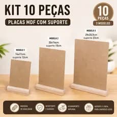 Kit 10 placas mdf 3mm com suporte pinus artesanato excelente acabamento