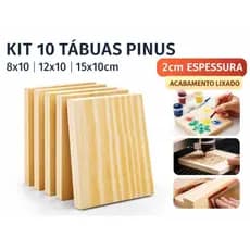 KIT 10 TÁBUAS PINUS 8x10 | 12x10 | 15x10cm 2cm ESPESSURA | ACABAMENTO LIXADO