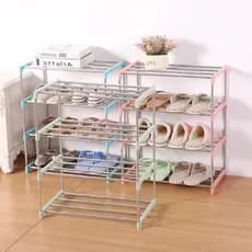 Sapateira de Metal 4 Camadas Rack Moderno e Minimalista.