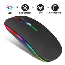 Mouse Sem Fio Bluetooth Macbook + USB RGB 1600 DPI