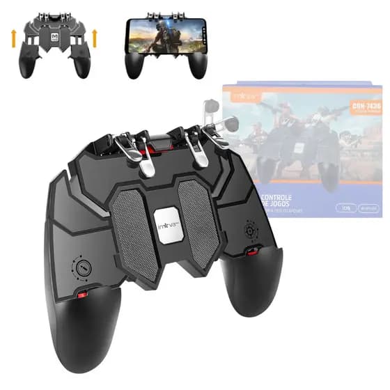 Controle Joystick Gamer Manual com Gatilhos Suporte Celular INOVA