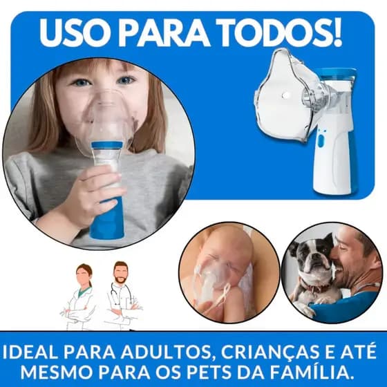 Nebulizador Inalador PORTÁTIL Ultrassônico Bebe Infantil AdultoUSB e Pilha
