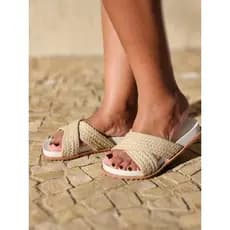 Sandália feminina Papete Trançada Praia Birken Tiras Cruzadas Moda Ano novo Luxo