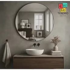 Espelho Redondo Vidro Lapidado 60cm Decorativo Autocolante Parede Banheiro Sala Quarto-ENVIO IMEDIATO