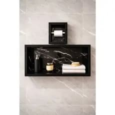 Kit Nicho Banheiro Embutido Porcelanato + Porta Papel Premium