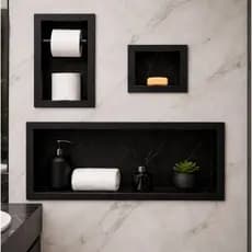 Kit Completo Banheiro: Nicho 60x30 Porcelanato + Porta Papel + Saboneteira – Envio Rápido