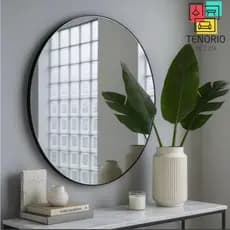 Espelho Redondo Vidro Lapidado 60cm Decorativo Autocolante Parede Banheiro Sala Quarto-ENVIO FULL