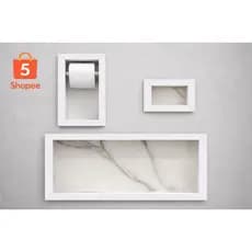 Kit Nicho Banheiro Porcelanato 3 Peças Completo + Papeleira + Saboneteira Premium