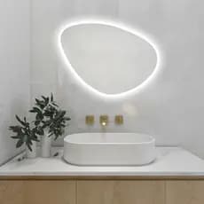 Espelho Orgânico Banheiro Maquiagem 58x43 Médio com LED e suporte para fixação
