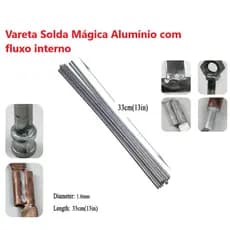 Vareta Solda Mágica Alumínio com fluxo interno Baixa Temperatura 10pcs