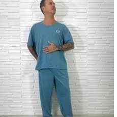 Pijama Adulto Meia Manga Com Calça Pijama Adulto Masculino Malha Meia Estação