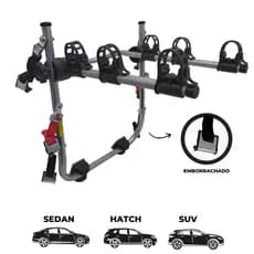19-Suporte para bike Transbike 3 bicicletas POP Prata tira preta Sedan Hatch MTB Speed