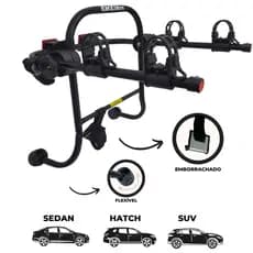 10 - Suporte para bike Transbike para 2 bicicletas SAPATA Preto tira Preta Sedan Hatch MTB Speed