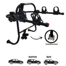 07 - Suporte para bike Transbike para 2 bicicletas SAPATINHA Preto tira Preta Sedan Hatch