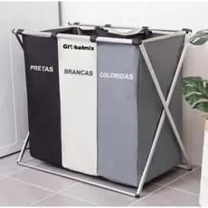 Cesto de Roupas Multiuso com 3 Compartimentos - Organizador Prático e Espaçoso para o Dia a Dia