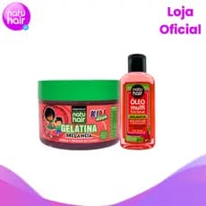 Gelatina Natuhair Kids Melancia 300g + Óleo multifuncional Melancia