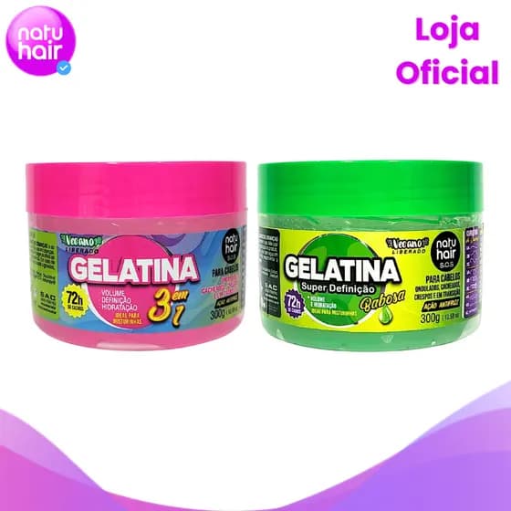 Kit Gelatina 3 em 1 + Babosa 300g Natuhair