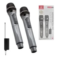Kit 02 Microfones Sem Fio P2 Wireless Karaokê Profissional K