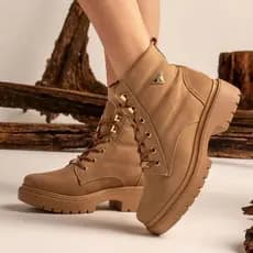 Bota Feminina Coturno Militar Pegada Tratorada Sola Macia 282402-02