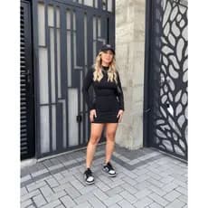 Vestido Curto Canelado com Gola Alta – Manga Longa, Look Blogueirinha para o Inverno