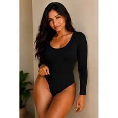 Body Feminino Manga Longa Forrado Suplex Premium Inverno Casual Elegante Modelador