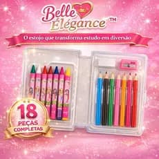 Kit Escolar Infantil Feminino Completo 18 Itens Estojo Glamour Menina Lindo Rosa Organizador Premium