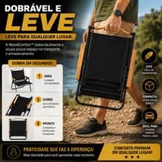 Cadeira Camping Dobrável Braços Madeira Leve Resistente Fácil Transporte Lazer Praia Acampamento Sorte