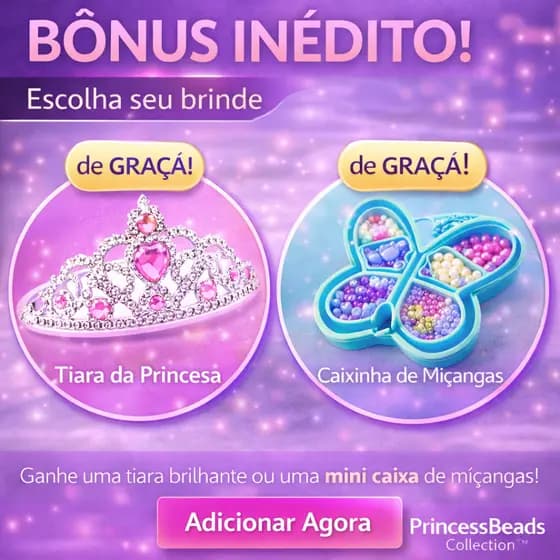Kit Miçangas Infantil Criar Pulseiras Maleta Organizadora Brinquedo Criativo PrincessBeads Collection