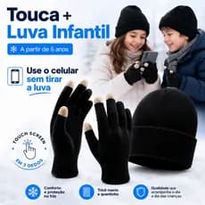 Kit Infantil Touca e Luva de Inverno Gorro Quentinho para Frio Menino Menina Criança Unissex