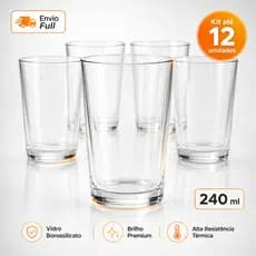 Kit Jogo de Copos de Vidro Transparente Até 12 Peças Água Suco Drink Resistente Elegante