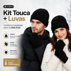 Touca Gorro Inverno Luva Touch Screen Unissex Kit Inverno Frio Adulto Masculino Feminino Toca Quente
