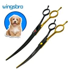 Tesoura Curvada Para Cuidar De Cães Wingsbro , Curva Animais De Estimação E Gatos Dobrável De Aço Inoxidável 4CR , Pode
