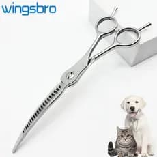 Wingsbro Tesoura Profissional Curvada Para Desbaste De Cães , 7 Polegadas , Misturar E , Animais De Estimação Aparador