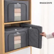 Organizador Multiuso Caixa Organizadora De Guarda Roupa Flexivel Com Ziper 50x40x32cm Grande YY090