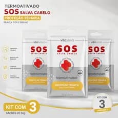 Kit 3 Sachês Termoativado Vita Seiva SOS Salva Cabelo 50g cada