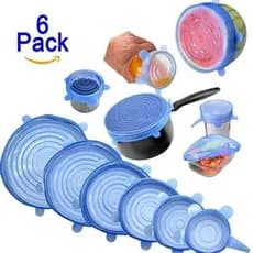 Kit 6 Tampas De Silicone Flexível para Vedação de Alimentos