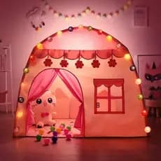 Barraca Tenda Infantil Casinha Dobrável com Luzes de LED Coloridas