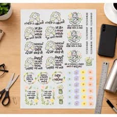 IMPRESSÃO DTF-UV colante, adesivo, stickers- Folha A4 frases motivacionais, desenhos Dia da mulher