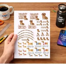 IMPRESSÃO DTF-UV colante, adesivo, stickers- Folha A4 frases motivacionais, desenho Cachorro