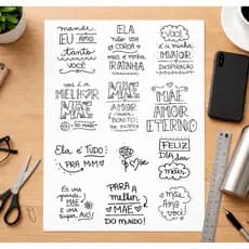 IMPRESSÃO DTF-UV colante, adesivo, stickers- Folha A4 frases motivacionais, desenhos Dia das mães 1