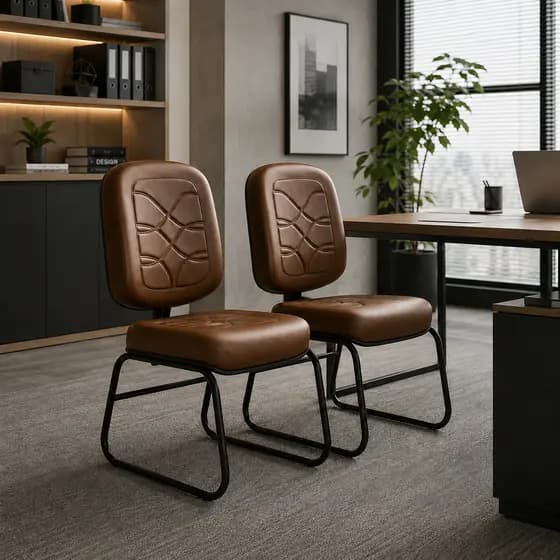 Kit Com 2 Cadeiras Escritório Ergonômica Poltrona Diretor - 3 Anos de Garantia - Qualidade Multflex
